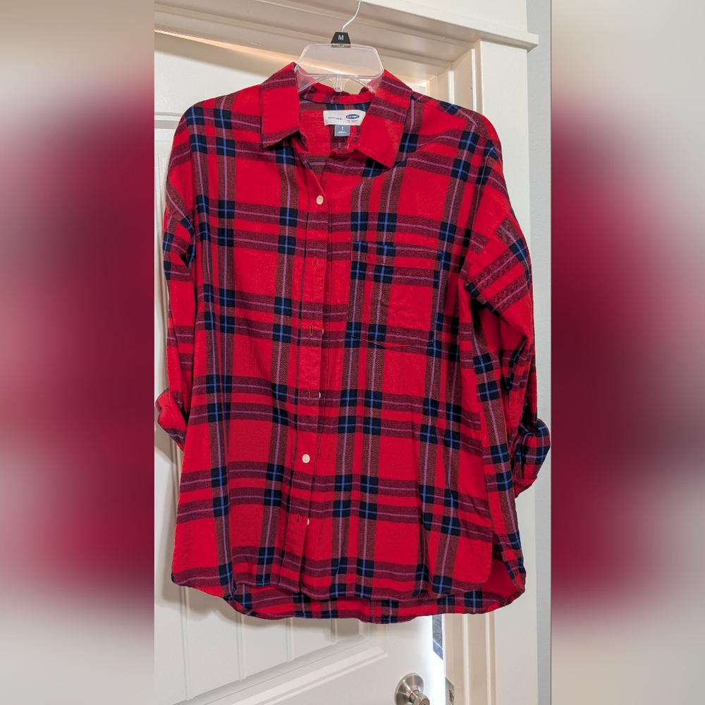 Old Navy Red Plaid Button Down Shirt